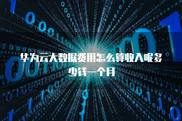 华为云大数据费用怎么算收入呢多少钱一个月