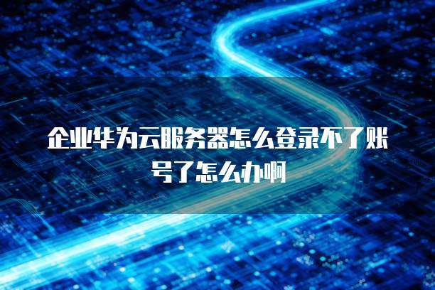 企业华为云服务器怎么登录不了账号了怎么办啊