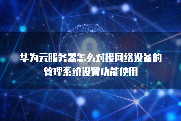华为云服务器怎么对接网络设备的管理系统设置功能使用
