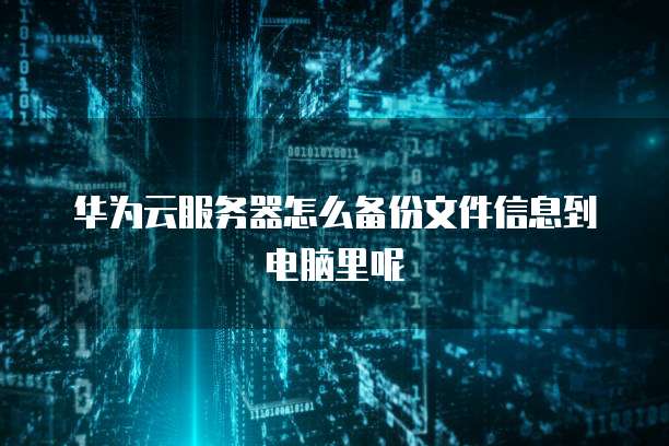 华为云服务器怎么备份文件信息到电脑里呢