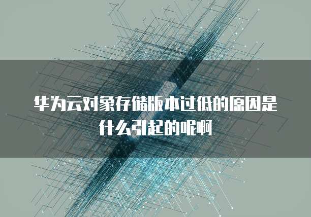 华为云对象存储版本过低的原因是什么引起的呢啊