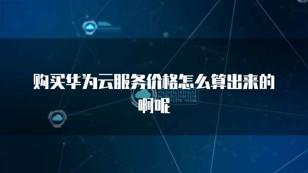 购买华为云服务价格怎么算出来的啊呢