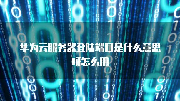 华为云服务器登陆端口是什么意思呀怎么用