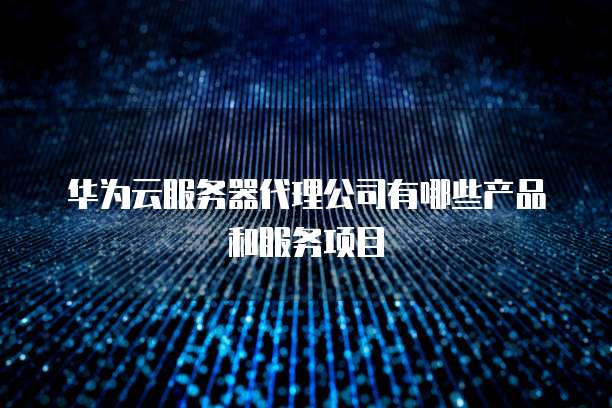 华为云服务器代理公司有哪些产品和服务项目