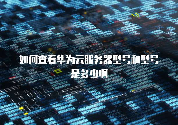 如何查看华为云服务器型号和型号是多少啊