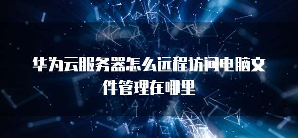 华为云服务器怎么远程访问电脑文件管理在哪里