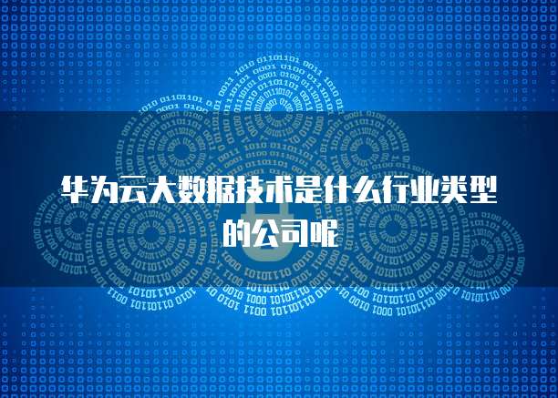华为云大数据技术是什么行业类型的公司呢