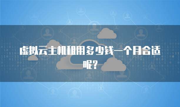 虚拟云主机租用多少钱一个月合适呢?