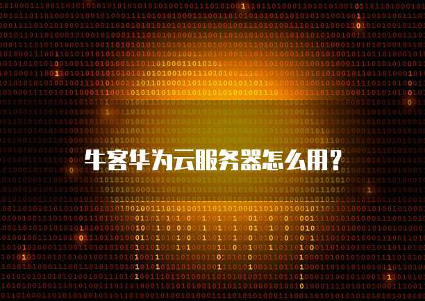 牛客华为云服务器怎么用?