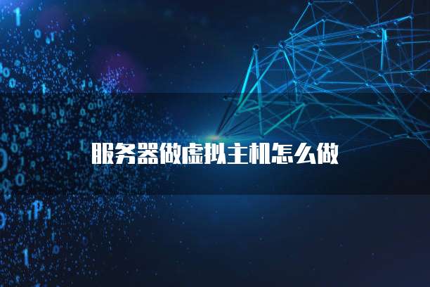 服务器做虚拟主机怎么做