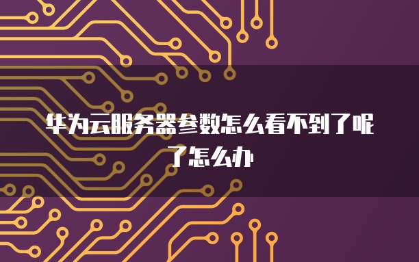 华为云服务器参数怎么看不到了呢了怎么办
