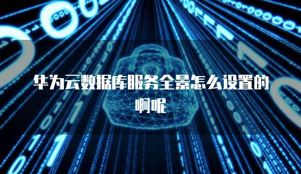 华为云数据库服务全景怎么设置的啊呢