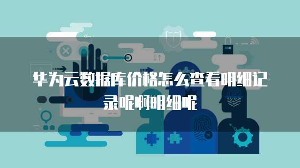 华为云数据库价格怎么查看明细记录呢啊明细呢
