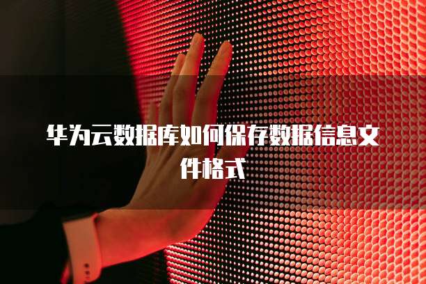 华为云数据库如何保存数据信息文件格式