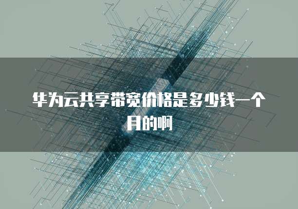 华为云共享带宽价格是多少钱一个月的啊