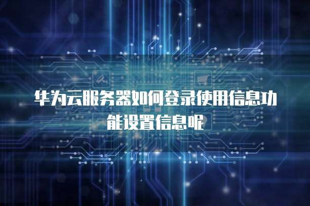 华为云服务器如何登录使用信息功能设置信息呢