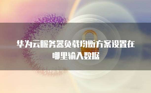 华为云服务器负载均衡方案设置在哪里输入数据