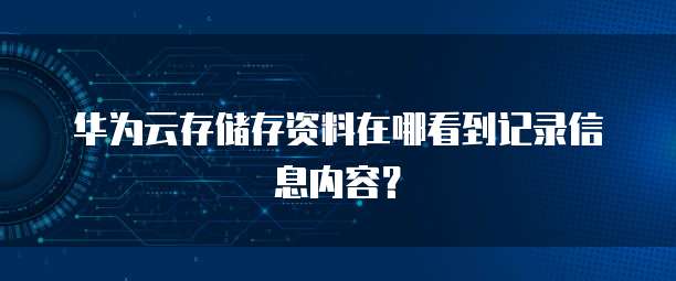 华为云存储存资料在哪看到记录信息内容?