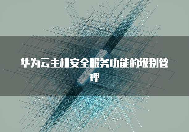 华为云主机安全服务功能的级别管理