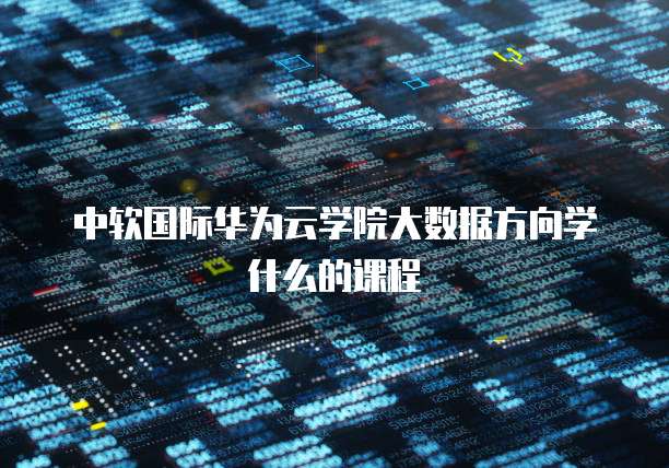 中软国际华为云学院大数据方向学什么的课程