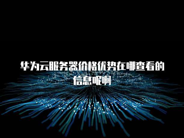 华为云服务器价格优势在哪查看的信息呢啊