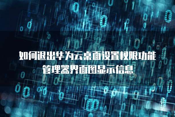 如何退出华为云桌面设置权限功能管理器界面图显示信息