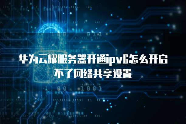 华为云耀服务器开通ipv6怎么开启不了网络共享设置