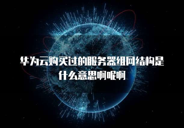 华为云购买过的服务器组网结构是什么意思啊呢啊