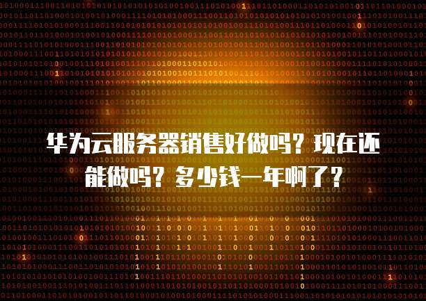 华为云服务器销售好做吗?现在还能做吗?多少钱一年啊了?