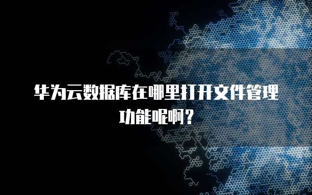华为云数据库在哪里打开文件管理功能呢啊?