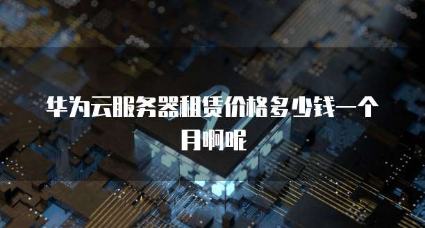 华为云服务器租赁价格多少钱一个月啊呢