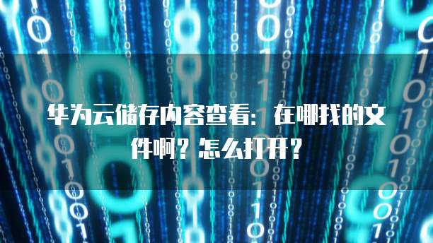 华为云储存内容查看:在哪找的文件啊?怎么打开?