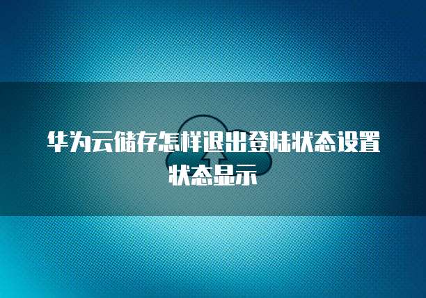 华为云储存怎样退出登陆状态设置状态显示