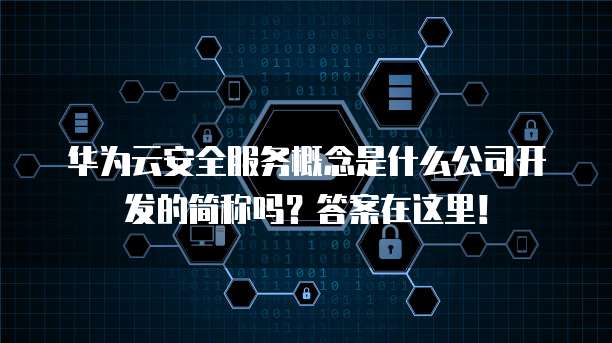 华为云安全服务概念是什么公司开发的简称吗？答案在这里！