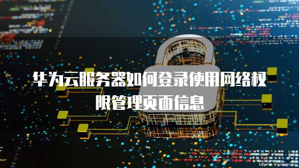 华为云服务器如何登录使用网络权限管理页面信息