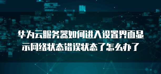 华为云服务器如何进入设置界面显示网络状态错误状态了怎么办了