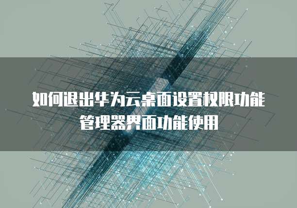 如何退出华为云桌面设置权限功能管理器界面功能使用