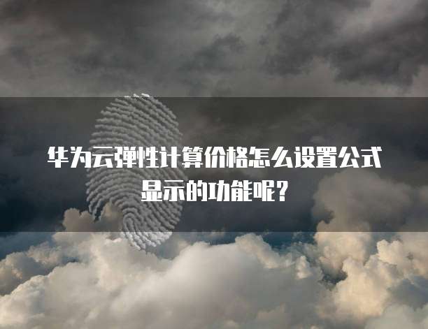 华为云弹性计算价格怎么设置公式显示的功能呢?
