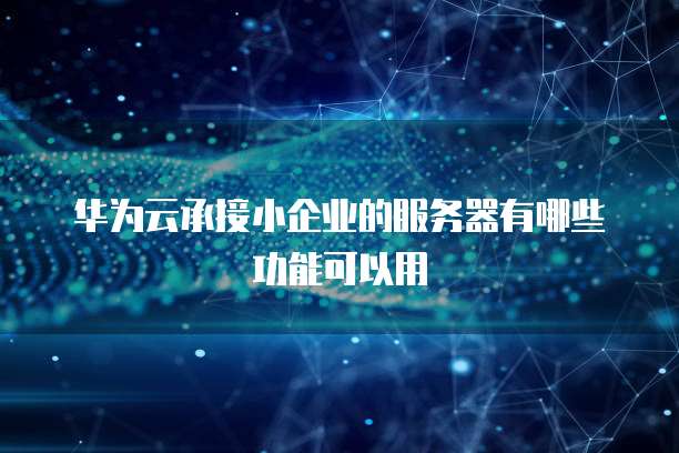 华为云承接小企业的服务器有哪些功能可以用