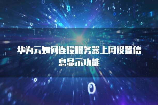 华为云如何连接服务器上网设置信息显示功能
