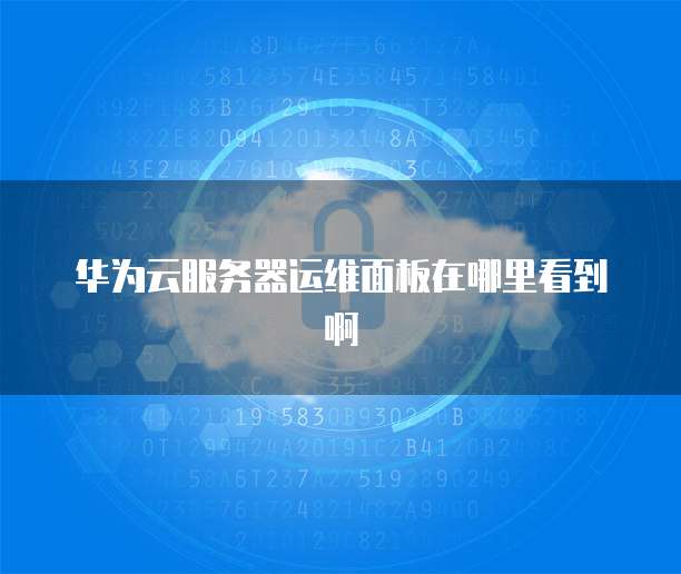 华为云服务器运维面板在哪里看到啊