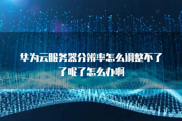 华为云服务器分辨率怎么调整不了了呢了怎么办啊