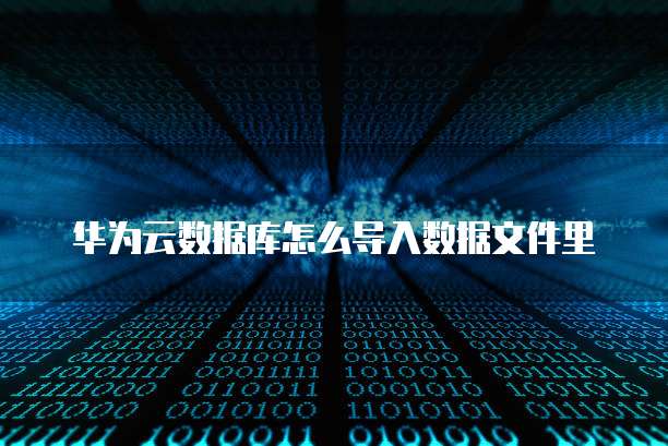 华为云数据库怎么导入数据文件里