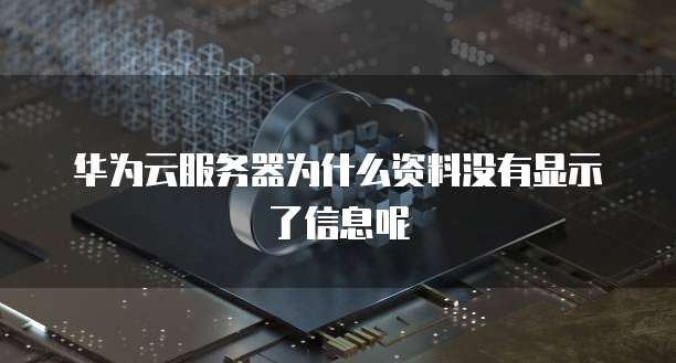 华为云服务器为什么资料没有显示了信息呢