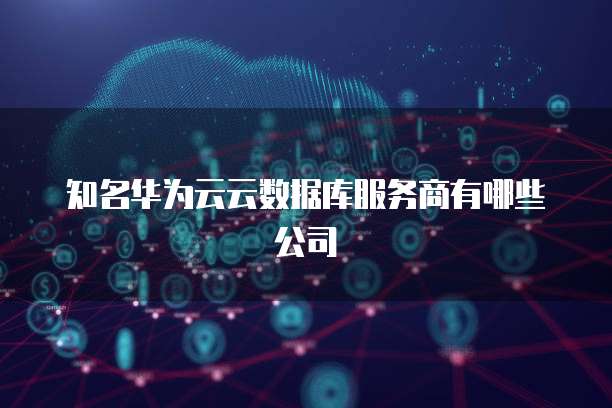 知名华为云云数据库服务商有哪些公司