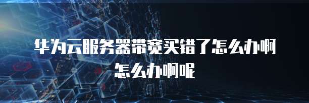华为云服务器带宽买错了怎么办啊怎么办啊呢