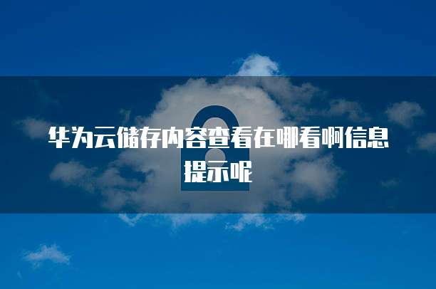 华为云储存内容查看在哪看啊信息提示呢