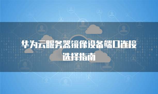  华为云服务器镜像设备端口连接选择指南