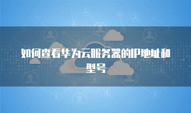 如何查看华为云服务器的IP地址和型号