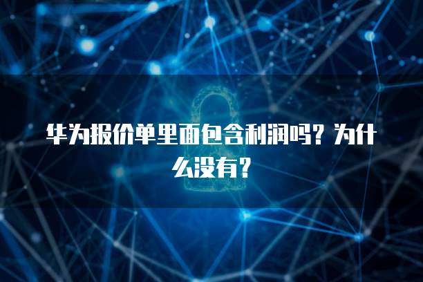 华为报价单里面包含利润吗？为什么没有？
